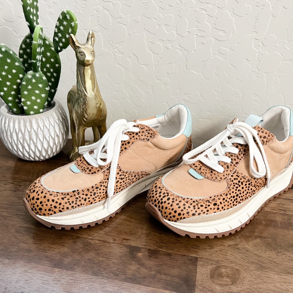 Madewell Leopard Print Sneakers with Light Blue Accents